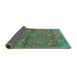 Sideview of Medallion Turquoise Traditional Rug, tr2649turq