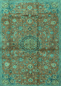 Medallion Turquoise Traditional Rug, tr2649turq