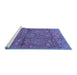 Sideview of Machine Washable Medallion Blue Traditional Rug, wshtr2649blu