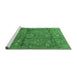 Sideview of Machine Washable Medallion Emerald Green Traditional Area Rugs, wshtr2649emgrn