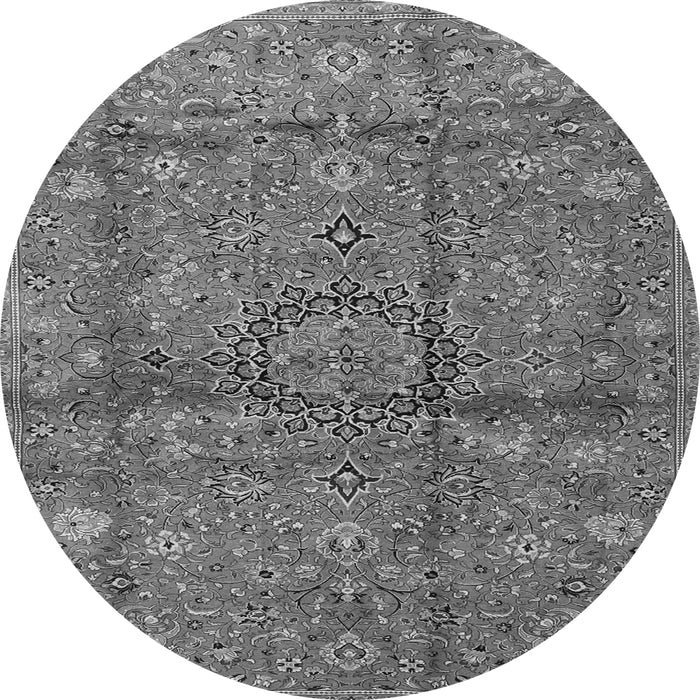 Machine Washable Medallion Gray Traditional Rug, wshtr2649gry