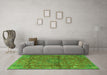 Machine Washable Medallion Green Traditional Area Rugs in a Living Room,, wshtr2649grn