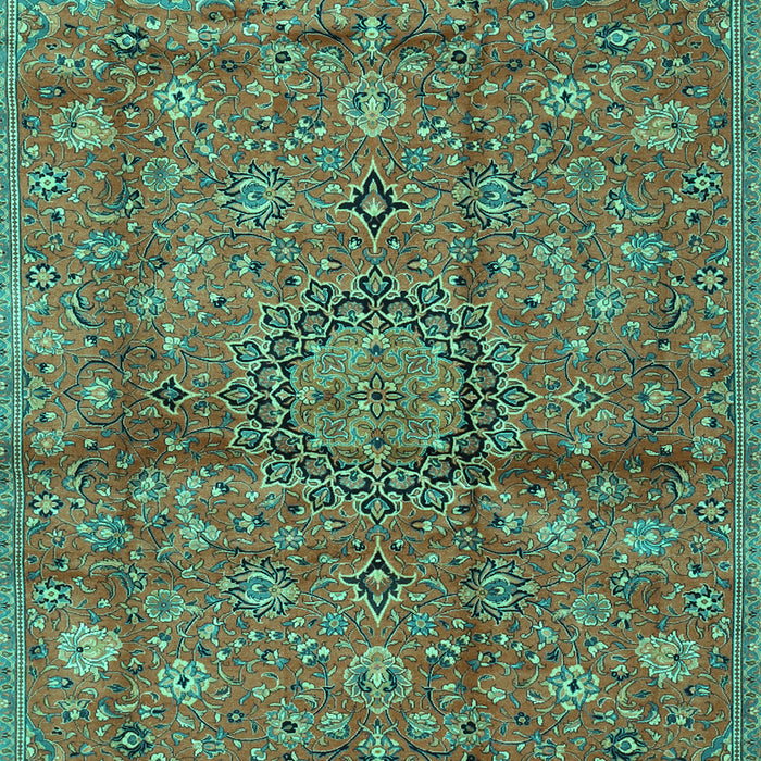 Machine Washable Medallion Turquoise Traditional Area Rugs, wshtr2649turq