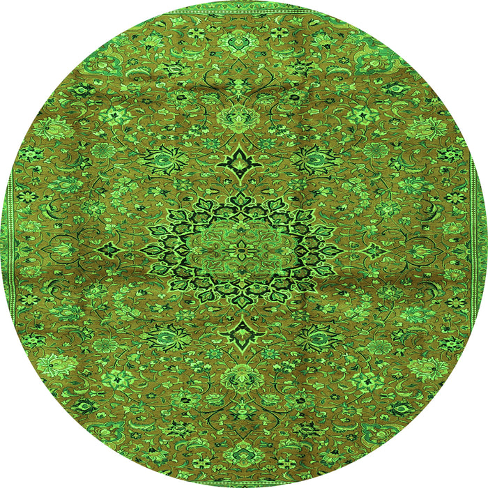 Square Medallion Green Traditional Rug, tr2649grn