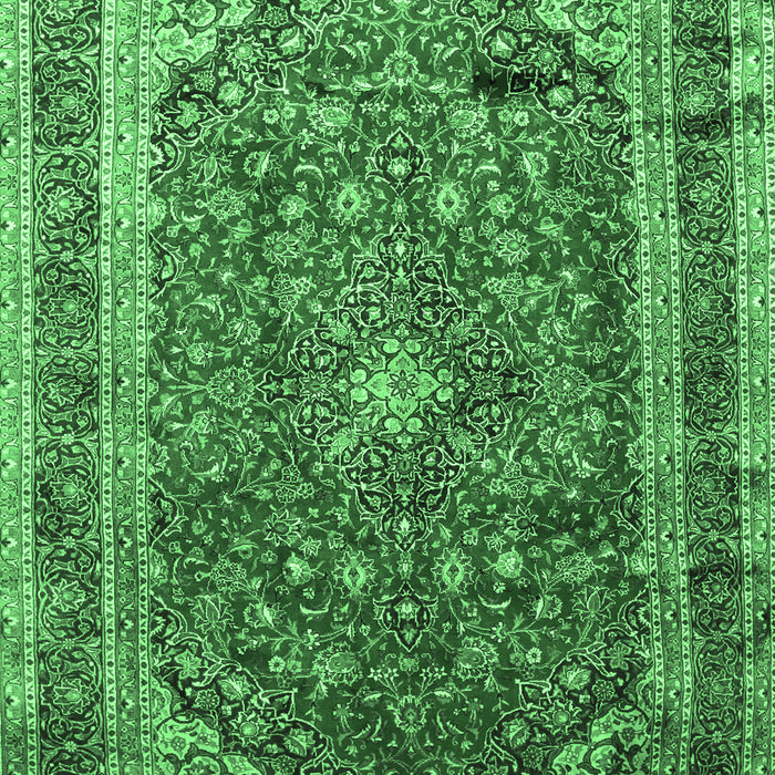 Machine Washable Medallion Emerald Green Traditional Area Rugs, wshtr264emgrn