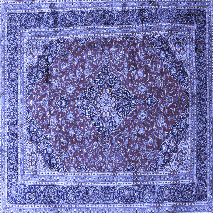Square Machine Washable Medallion Blue Traditional Rug, wshtr264blu
