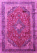 Machine Washable Medallion Pink Traditional Rug, wshtr264pnk