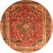 Machine Washable Medallion Orange Traditional Area Rugs, wshtr264org