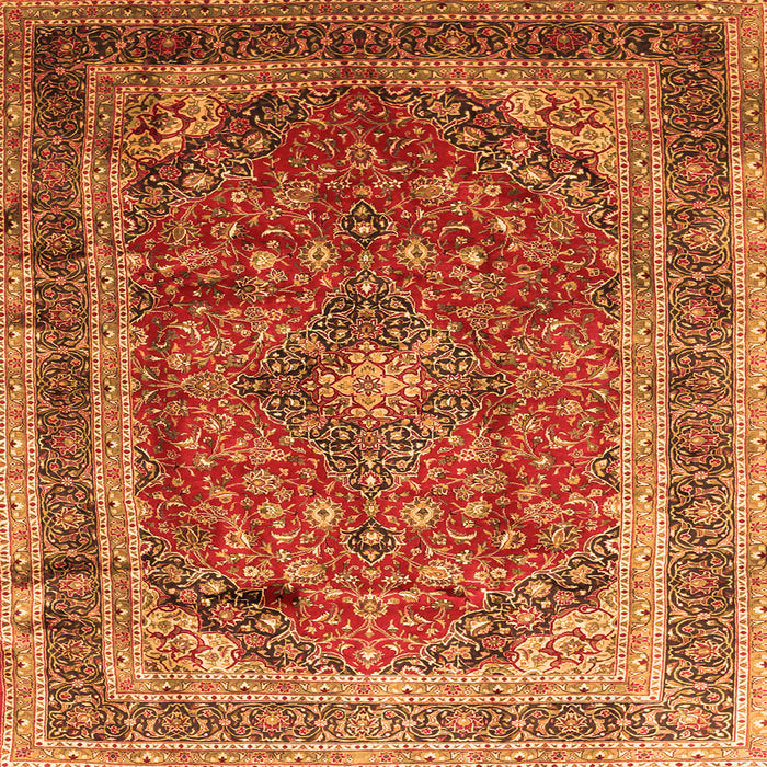 Serging Thickness of Medallion Orange Traditional Rug, tr264org
