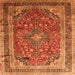 Serging Thickness of Medallion Orange Traditional Rug, tr264org