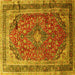 Square Medallion Yellow Traditional Rug, tr264yw