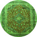 Machine Washable Medallion Green Traditional Area Rugs, wshtr264grn