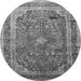 Machine Washable Medallion Gray Traditional Rug, wshtr264gry