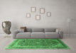 Machine Washable Medallion Emerald Green Traditional Area Rugs in a Living Room,, wshtr264emgrn