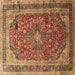 Square Medallion Brown Traditional Rug, tr264brn