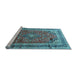 Sideview of Machine Washable Medallion Light Blue Traditional Rug, wshtr264lblu