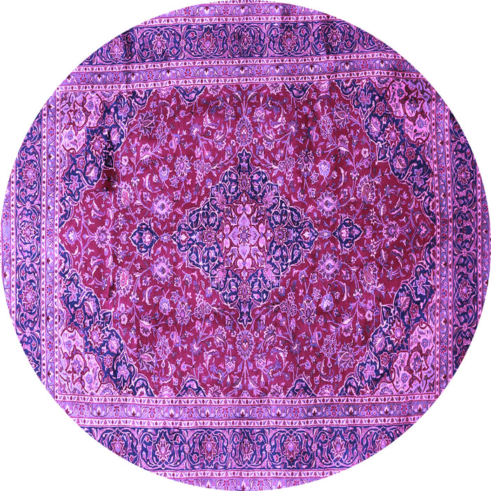 Round Medallion Purple Traditional Rug, tr264pur
