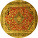 Round Medallion Yellow Traditional Rug, tr264yw