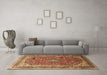 Machine Washable Medallion Brown Traditional Rug in a Living Room,, wshtr264brn