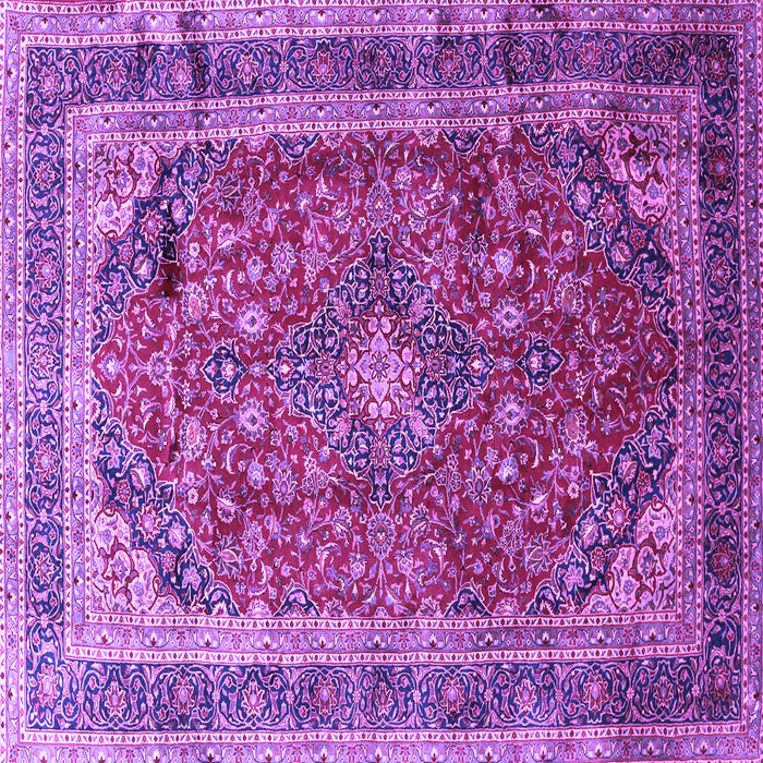 Square Machine Washable Medallion Purple Traditional Area Rugs, wshtr264pur