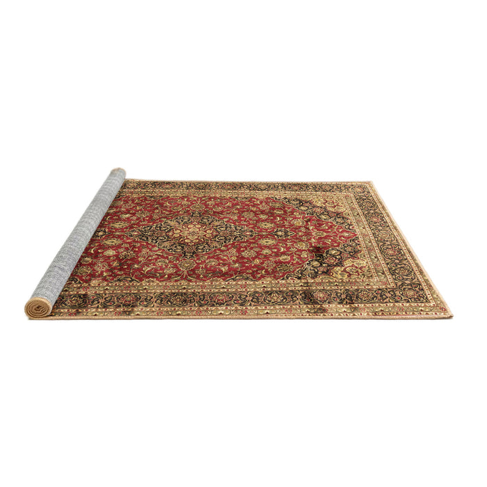 Sideview of Machine Washable Medallion Brown Traditional Rug, wshtr264brn