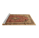 Sideview of Machine Washable Medallion Brown Traditional Rug, wshtr264brn