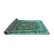 Sideview of Medallion Turquoise Traditional Rug, tr264turq