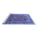 Sideview of Machine Washable Medallion Blue Traditional Rug, wshtr264blu