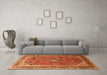 Machine Washable Medallion Orange Traditional Area Rugs in a Living Room, wshtr264org