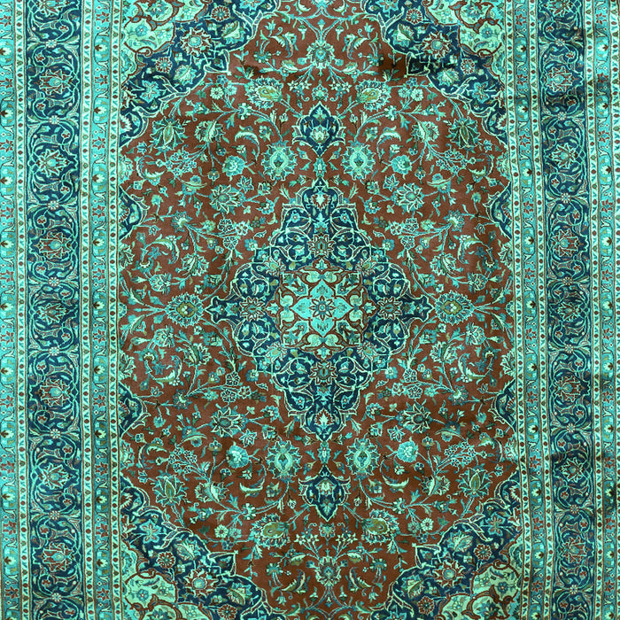 Machine Washable Medallion Turquoise Traditional Area Rugs, wshtr264turq