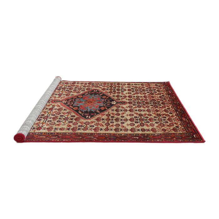 Sideview of Machine Washable Traditional Tomato Red Rug, wshtr265