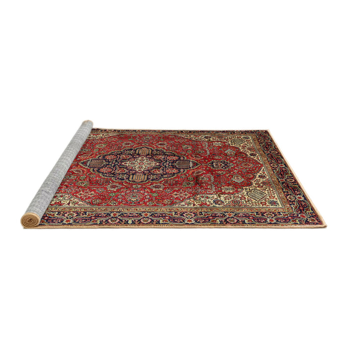 Sideview of Machine Washable Traditional Saffron Red Rug, wshtr2650