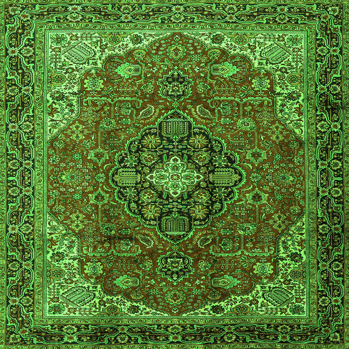 Serging Thickness of Medallion Green Traditional Rug, tr2650grn