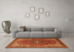 Machine Washable Medallion Orange Traditional Area Rugs in a Living Room, wshtr2650org