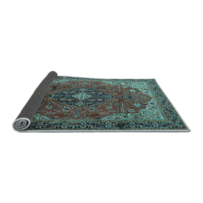 Sideview of Medallion Light Blue Traditional Rug, tr2650lblu