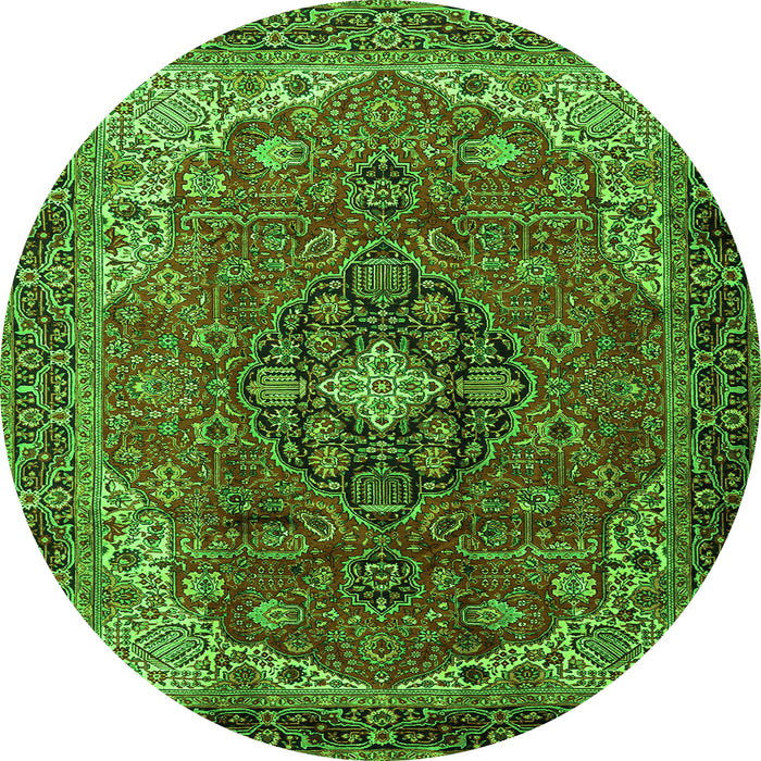Square Medallion Green Traditional Rug, tr2650grn