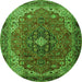 Square Medallion Green Traditional Rug, tr2650grn