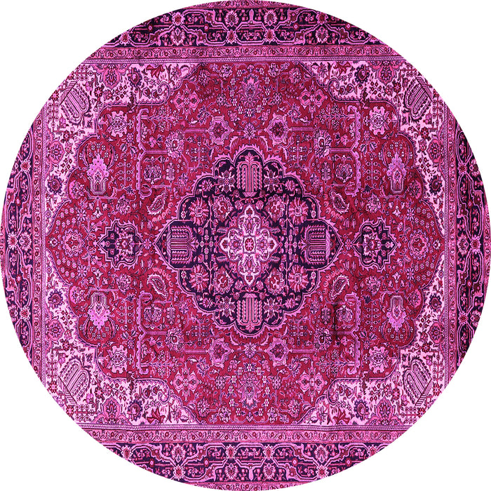 Round Medallion Pink Traditional Rug, tr2650pnk