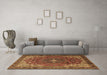 Machine Washable Medallion Brown Traditional Rug in a Living Room,, wshtr2650brn