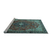 Sideview of Machine Washable Medallion Light Blue Traditional Rug, wshtr2650lblu