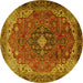 Round Medallion Yellow Traditional Rug, tr2650yw