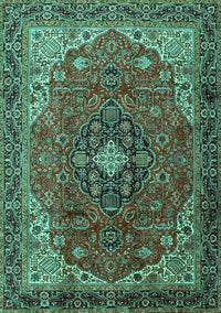 Medallion Turquoise Traditional Rug, tr2650turq