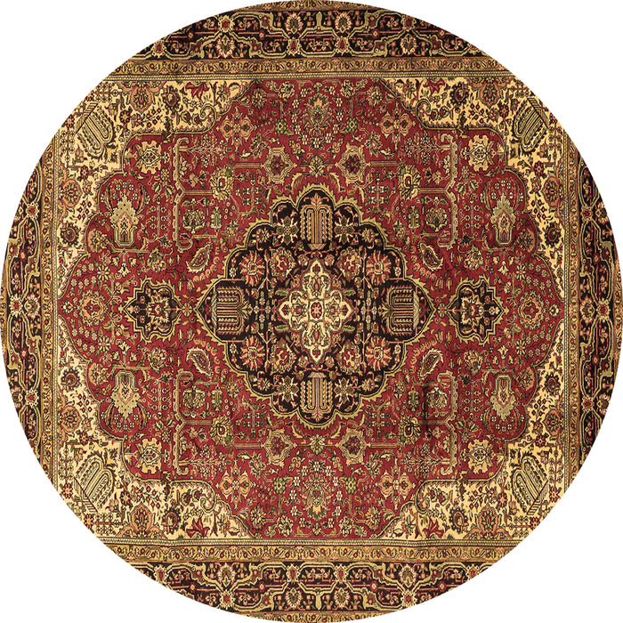 Round Medallion Brown Traditional Rug, tr2650brn