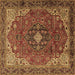 Square Medallion Brown Traditional Rug, tr2650brn