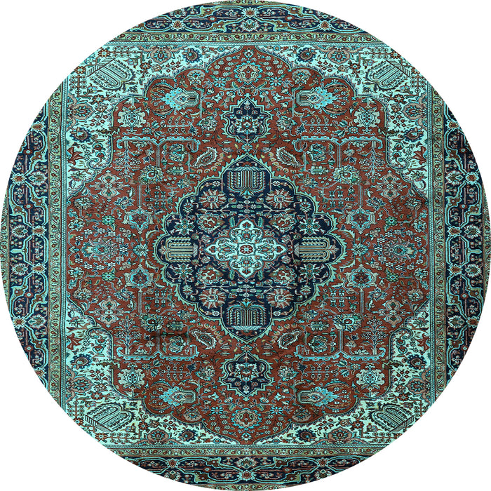 Round Medallion Light Blue Traditional Rug, tr2650lblu