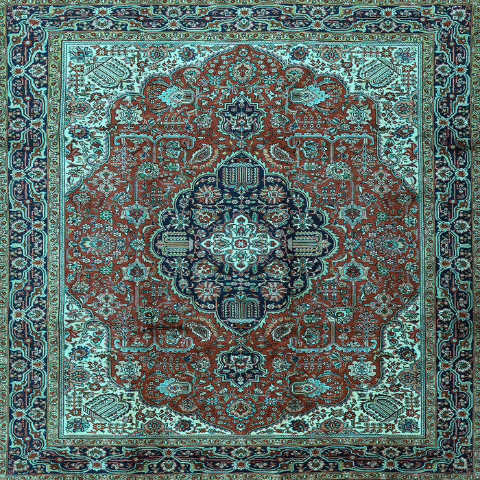 Square Medallion Light Blue Traditional Rug, tr2650lblu