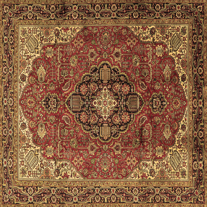 Square Machine Washable Medallion Brown Traditional Rug, wshtr2650brn