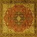 Square Medallion Yellow Traditional Rug, tr2650yw