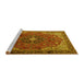 Sideview of Machine Washable Medallion Yellow Traditional Rug, wshtr2650yw