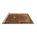 Sideview of Machine Washable Medallion Brown Traditional Rug, wshtr2650brn